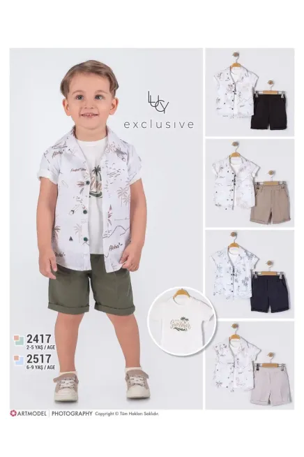 Gömlekli Tişörtlü Şort Takım