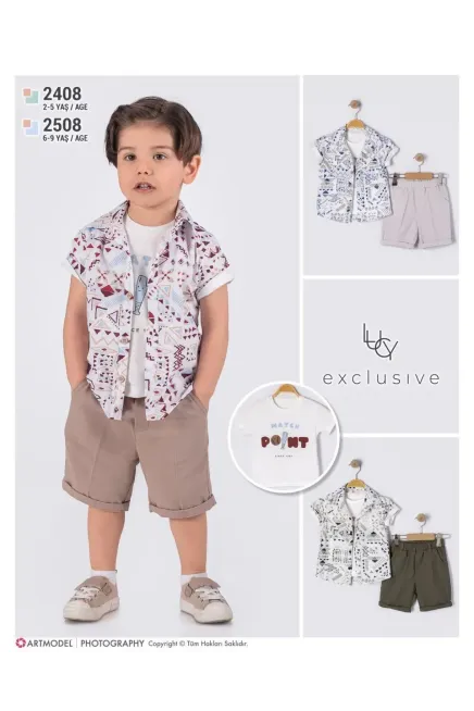 Gömlekli Tişörtlü Şort Takım