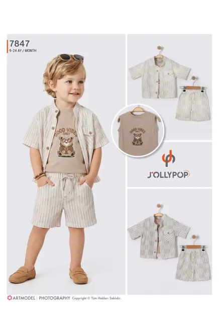 Gömlekli Tişörtlü Şort Takım