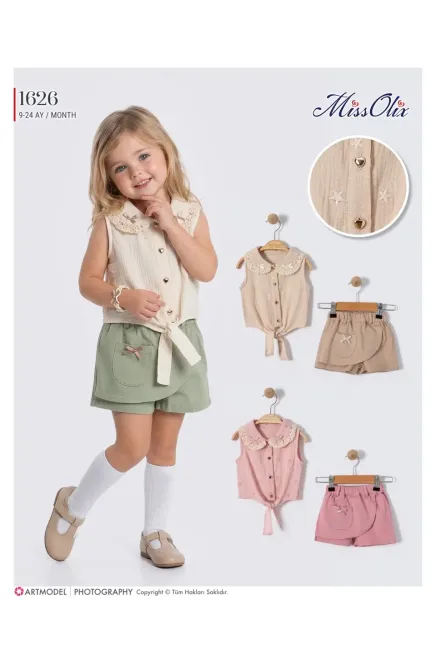 Bağlamalı Gömlekli Şort Etek Takım