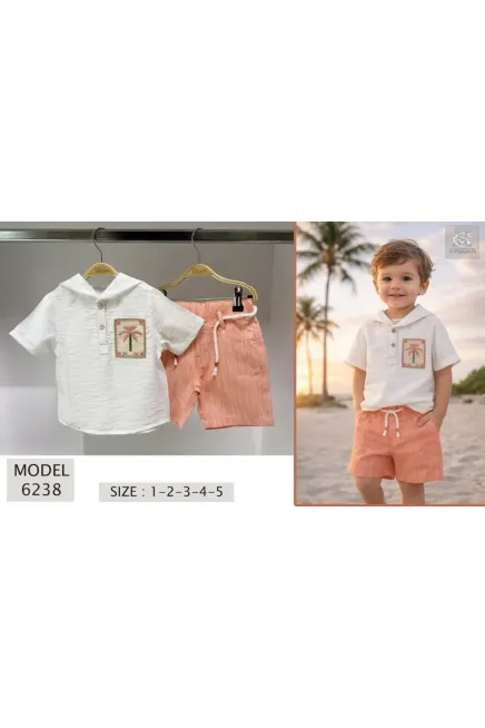 Kapişonlu Gömlekli Şort Takım