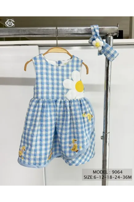 Kareli Papatyalı Elbise