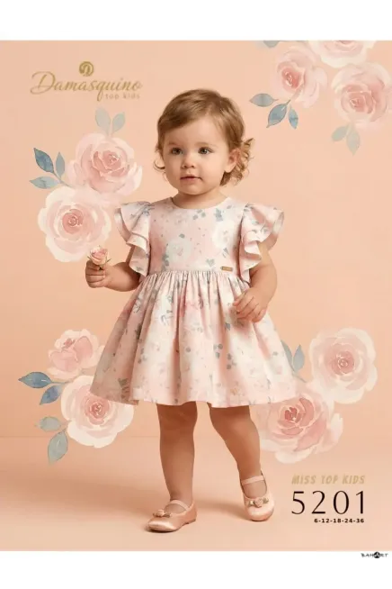 Kolları Fırfırlı Çiçekli Elbise