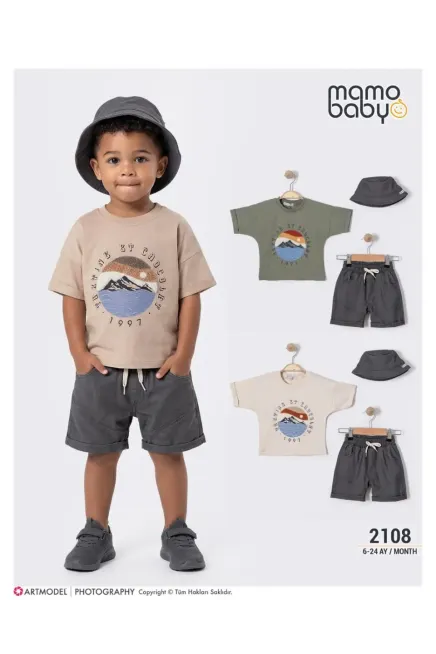 Şapkalı Tişörtlü Şort Takım