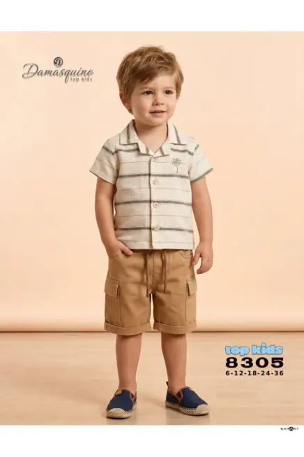 Çizgili Gömlekli Şort Takım