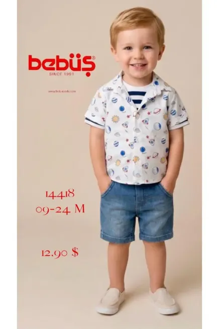 Gömlekli Tişörtlü Şort Takım