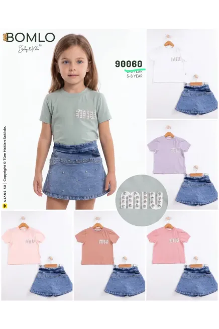 Tişörtlü Kot Etekli Takım