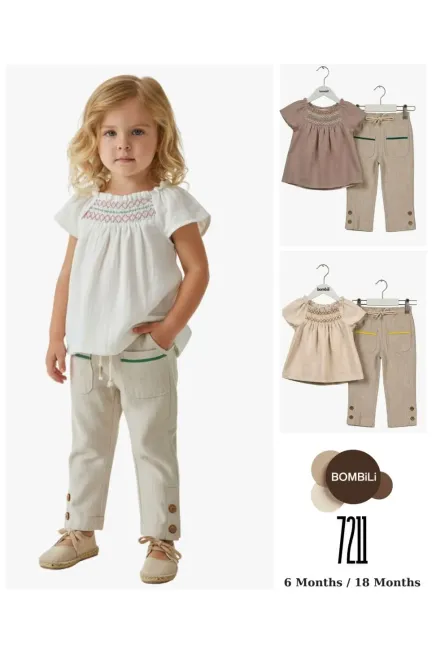 6-18 شهر فتاة طقم سروال مع بلوزة