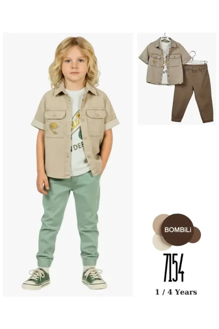 Gömlekli Tişörtlü Pantolon Takım