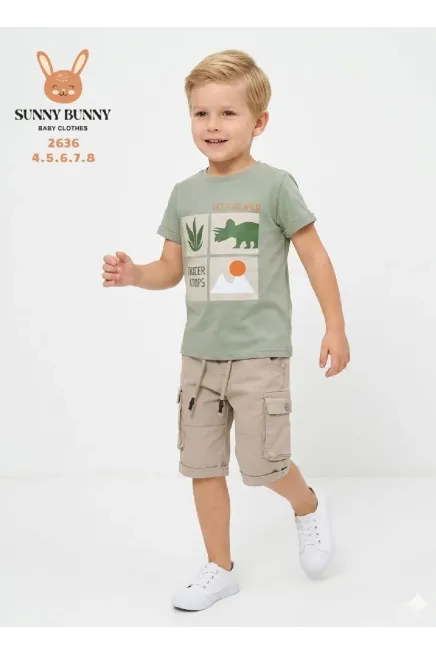 4-8 سنة صبي بدله تيشرت مع شورت