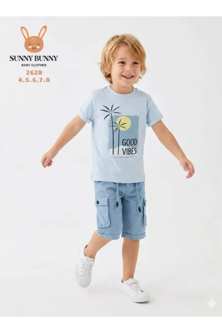 4-8 سنة صبي بدله تيشرت مع شورت