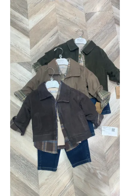 Yelekli Gömlekli Sweatshırtlu Pantolonlu Takım