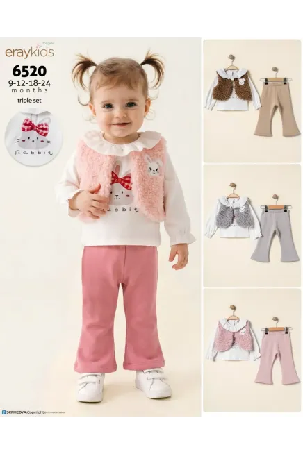 Pelıuş Yelekli Sweatshırtlu Pantolonlu Takım