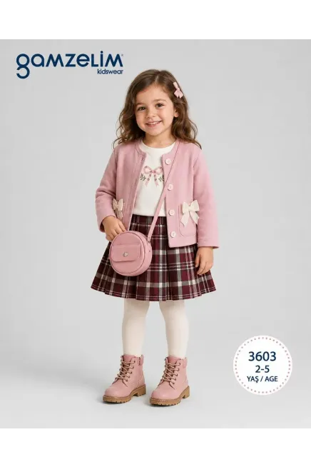 2-5 YEAR Girl SKIRT SET WITH CARDIGAN