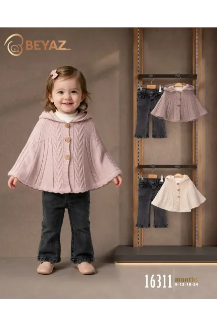 Kapüşonlu Pelerinli Sweatshırtlu Pantolonlu Takım