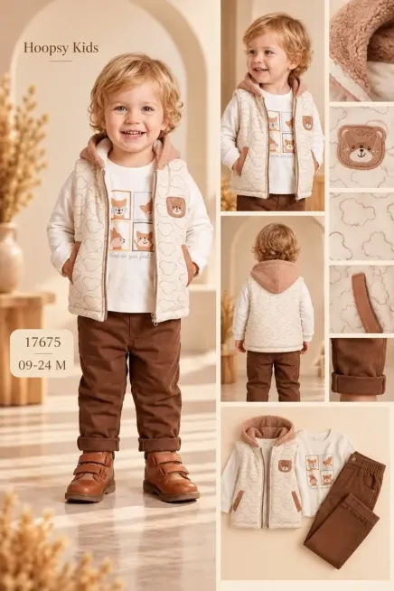 Yelekli Sweatshırtlu Pantolonlu Takım